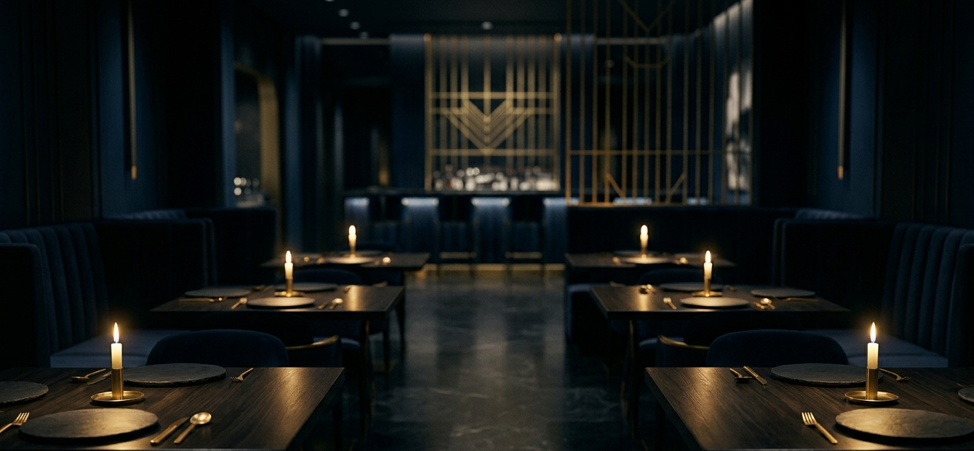 Salle de restaurant élégante avec bougies allumées